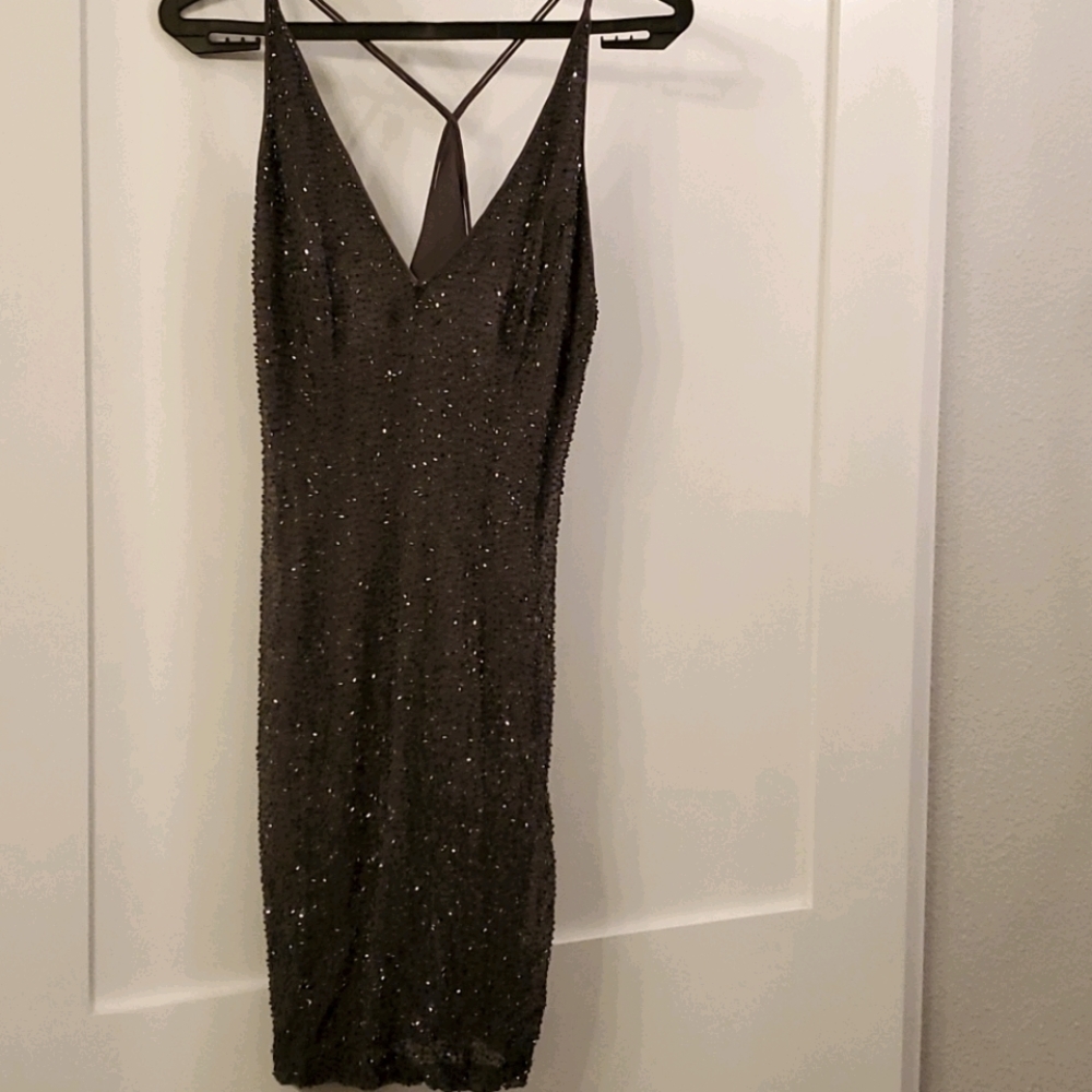 Sparkle Black Sequin Slip Dress